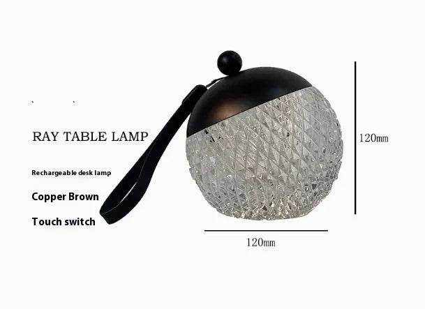 Portable modern minimalist night lamp with touch dimmable control in chrome finish
