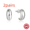 925 sterling silver C-shaped geometric stud earrings with glossy gold electroplated finish
