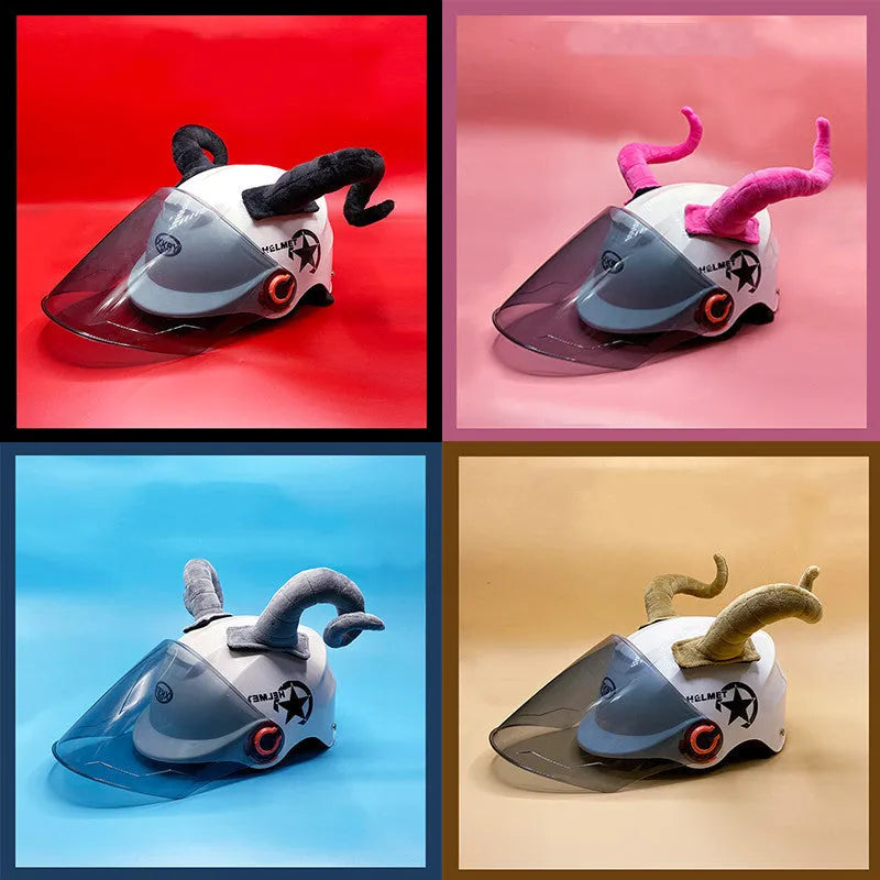 A pair of composite fibre demon horn ornaments for a motorcycle helmet in a chosen colour.