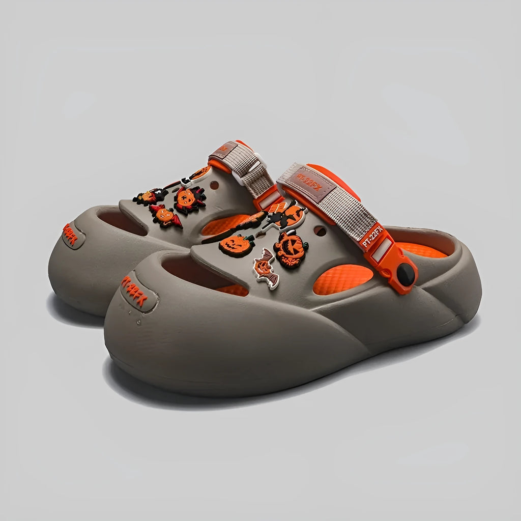 Men's grey baotou beach shoes with EVA soles shown from side view