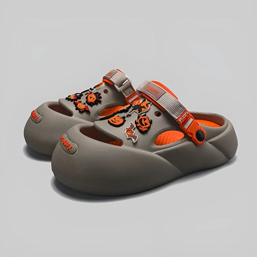 Men's grey baotou beach shoes with EVA soles shown from side view