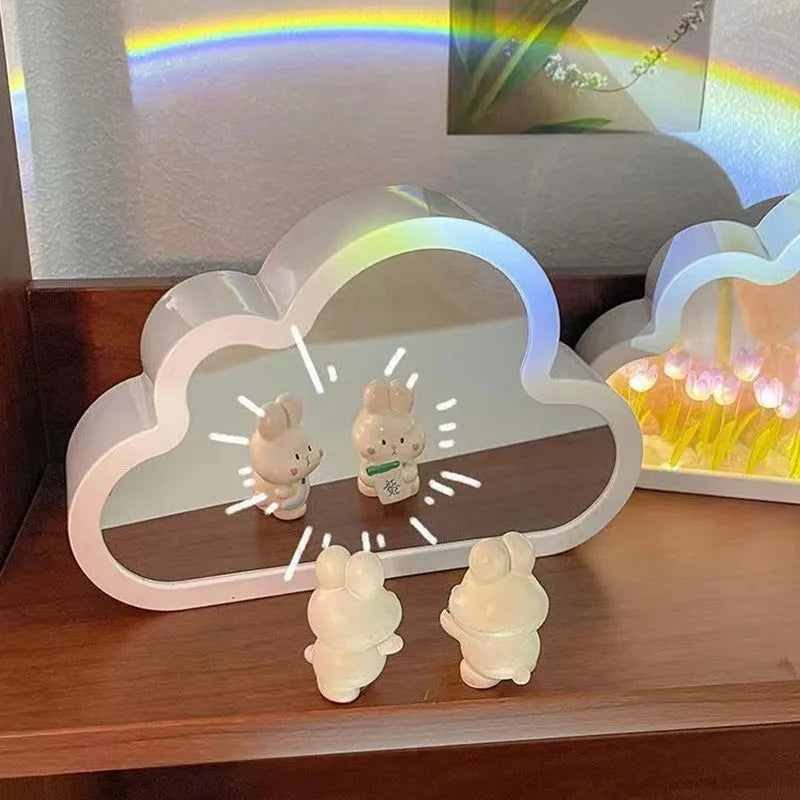 DIY cloud tulip decorative night lamp with LED lights and mirror surface for bedroom or desk