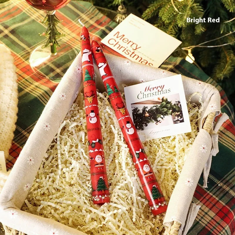 Home Christmas banquet decoration atmosphere paraffin cylinder candle in bright red, 2.2x25cm with 5-8 hour burn