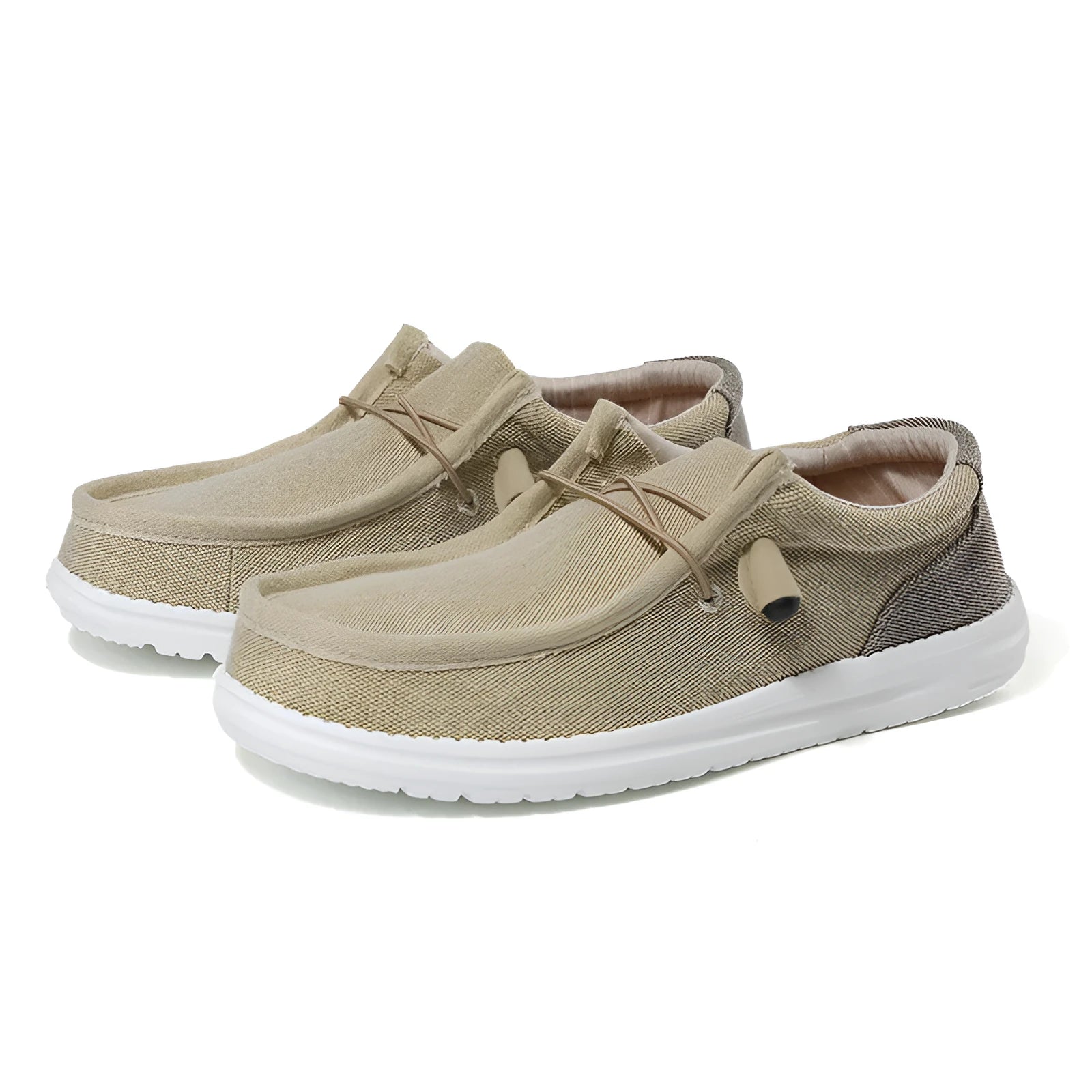 Men's green and orange canvas casual shoes with round toe and decorative mosaic detailing