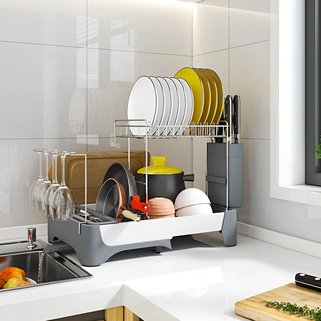 Qiaola Plastic Dish Rack Multi-function Draining Rack Korean Style Single Layer