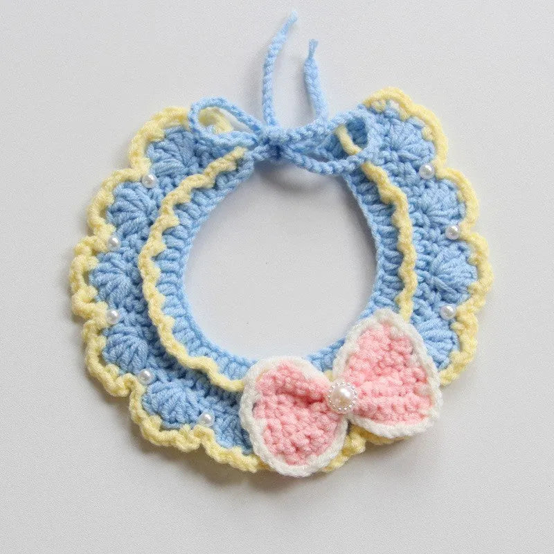 Handmade embroidered cotton scarf collar for small dog photo decoration in colourful print design