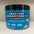 Bottle of raspberry flavoured creatine monohydrate gummy supplements containing 120 soft candy pills