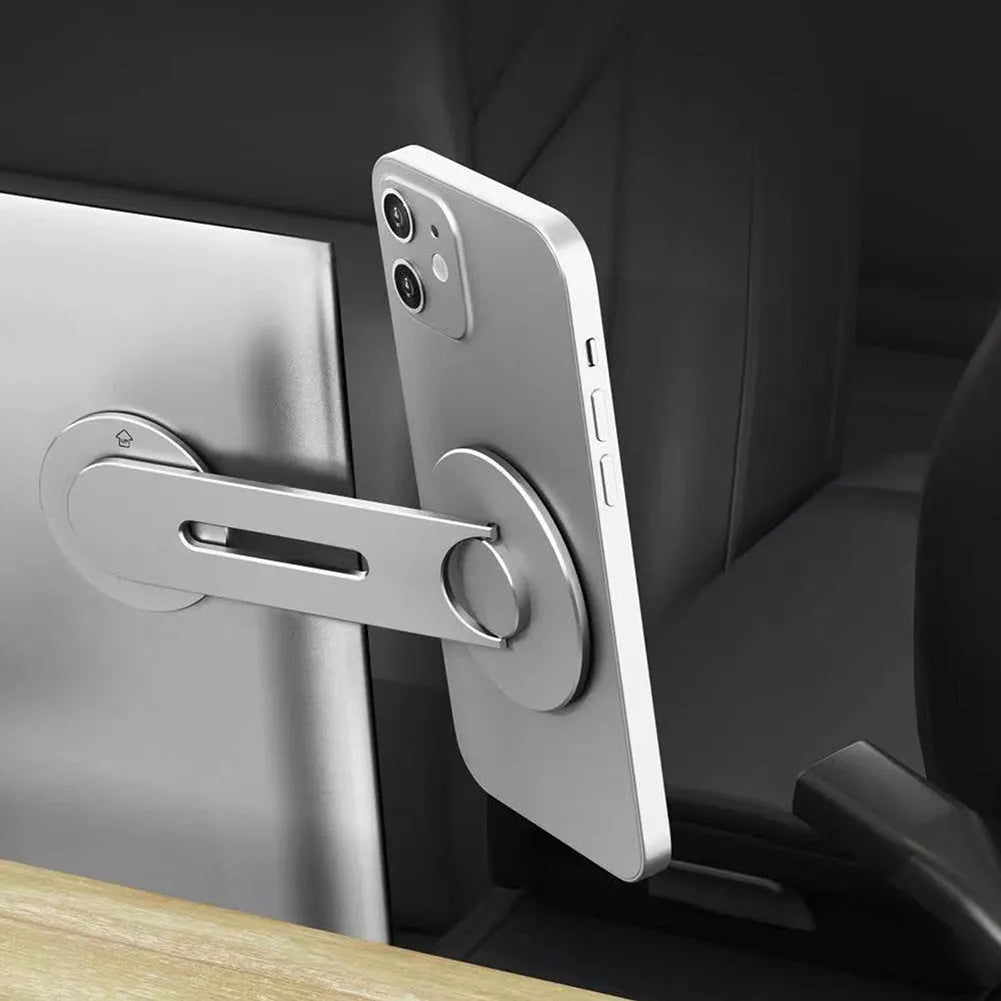 Aluminium alloy magnetic suction mobile phone holder for Tesla vehicles with hidden car mount design