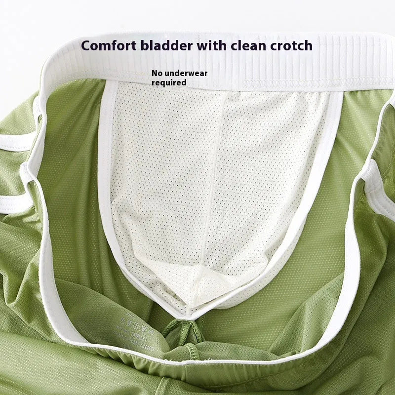 Men's low-waist ice silk boxers with mesh panels in multiple colour options