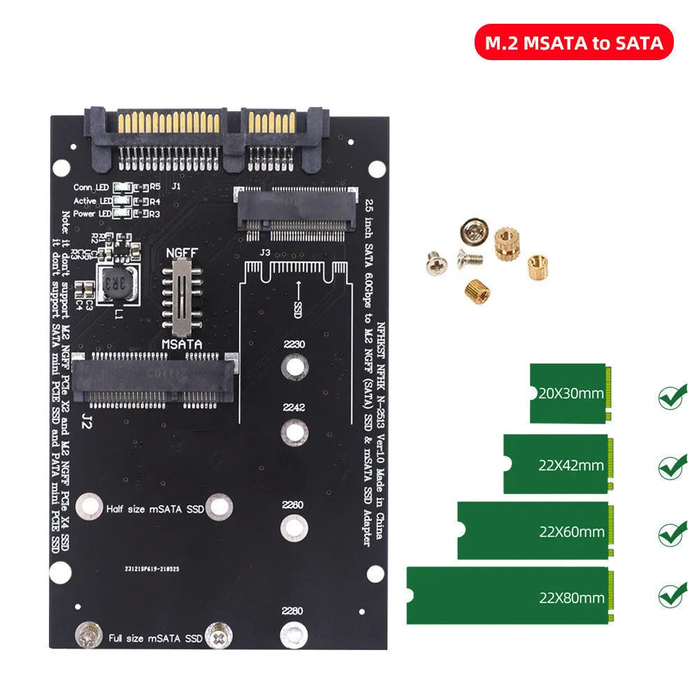 SATA3 to M2 NGFF MSATA SSD conversion adapter card in black and blue