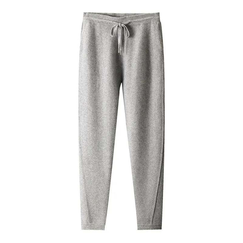 Four flat split thickening casual trousers in cashmere blend, camel colour, mid waist straight leg