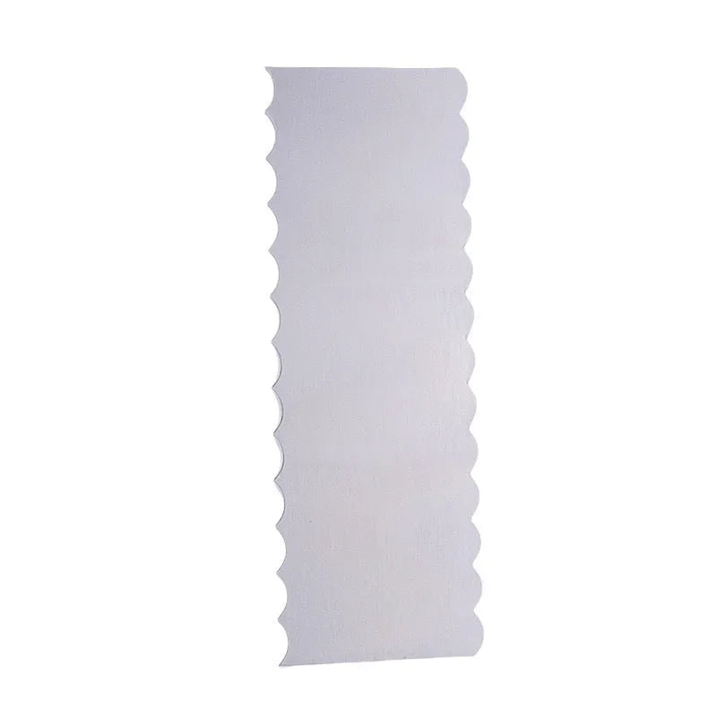 Stainless steel cream scraper cake decorating tool with six polygon pattern designs