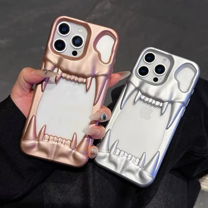 Creative hollow tiger tooth frosted TPU phone case for iPhone, heat dissipation design, multiple colour options