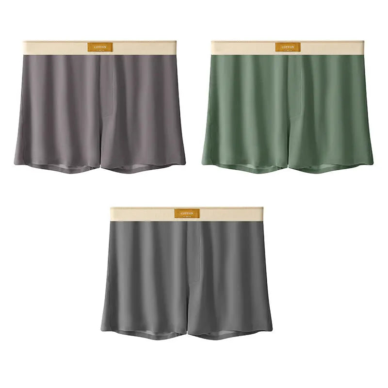 Men's ice silk underwear in solid colours showing loose fit and mid waist design