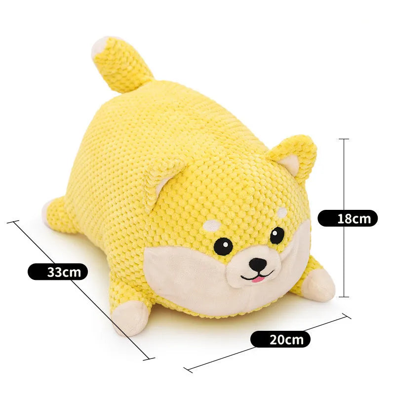 Large and medium plush calming dog toy with squeaker for chewing and teeth cleaning