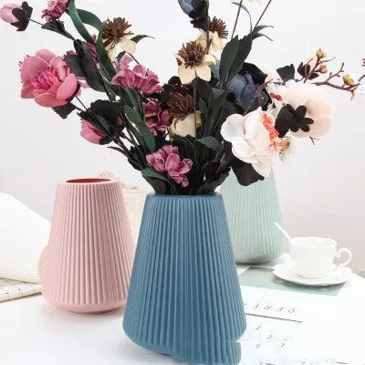 Melamine plastic decorative flower vase in white, pink, green or blue colour options