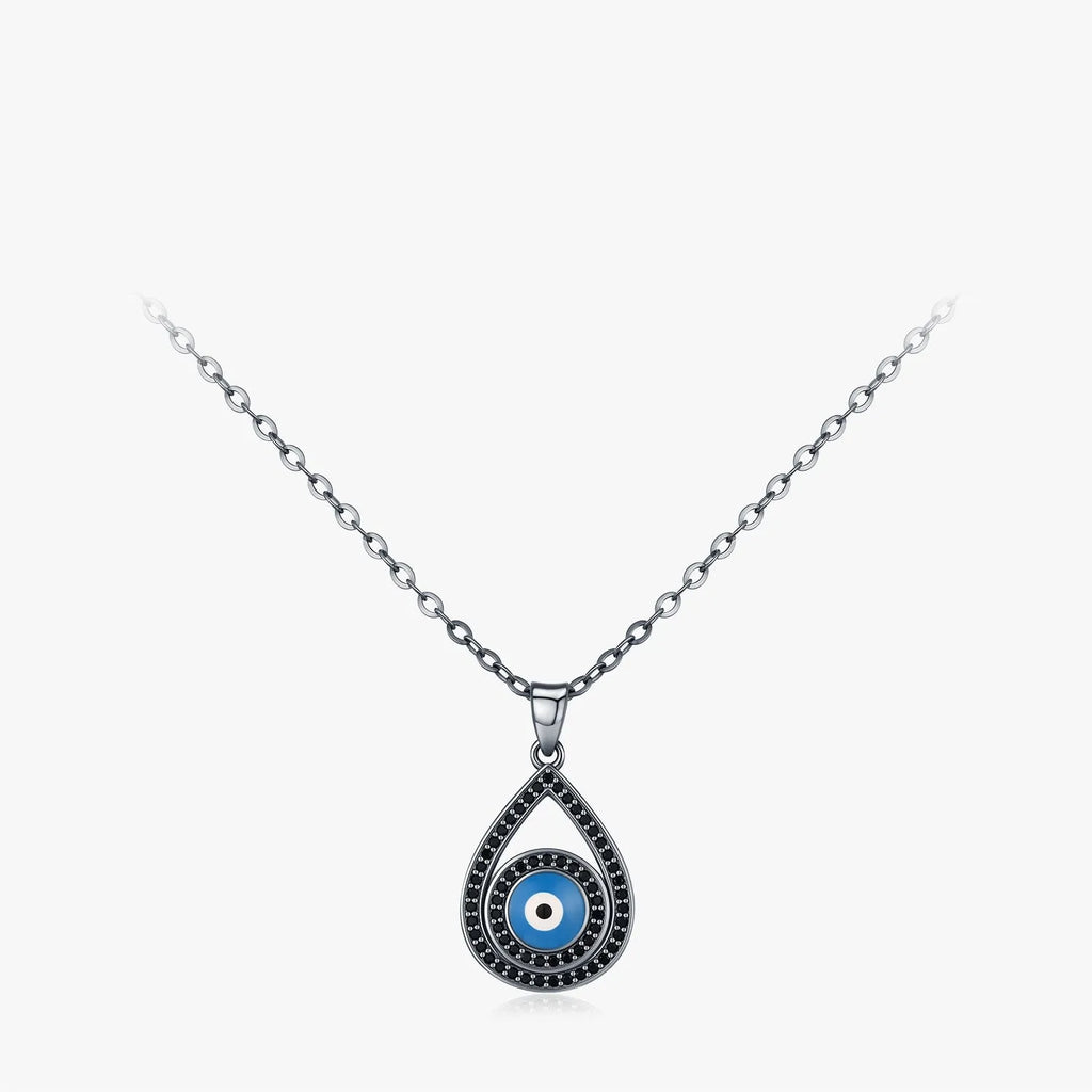 S925 sterling silver funny ghost big eye necklace women dark series clavicle chain silver tone