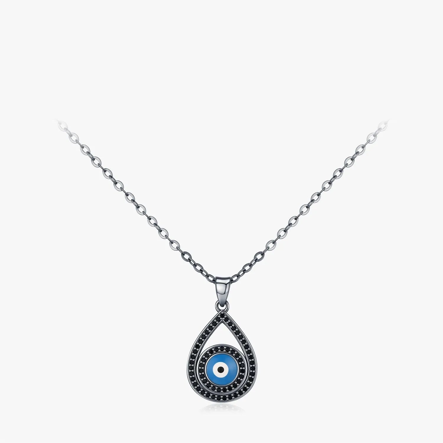 S925 sterling silver funny ghost big eye necklace women dark series clavicle chain silver tone