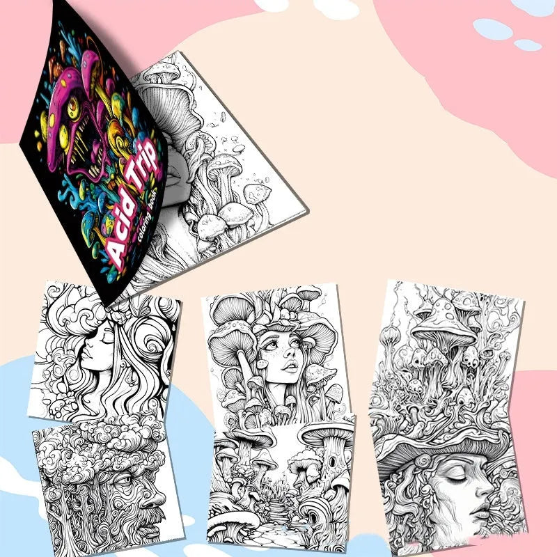 Acid tour colour painting book with 200mm paper pages for drawing and sketching