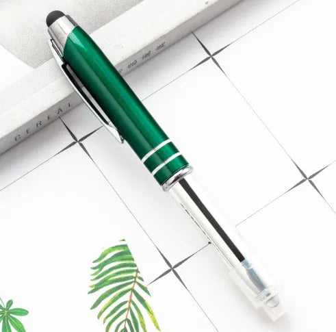 Multifunctional metal capacitive stylus pen with LED light in five colour options