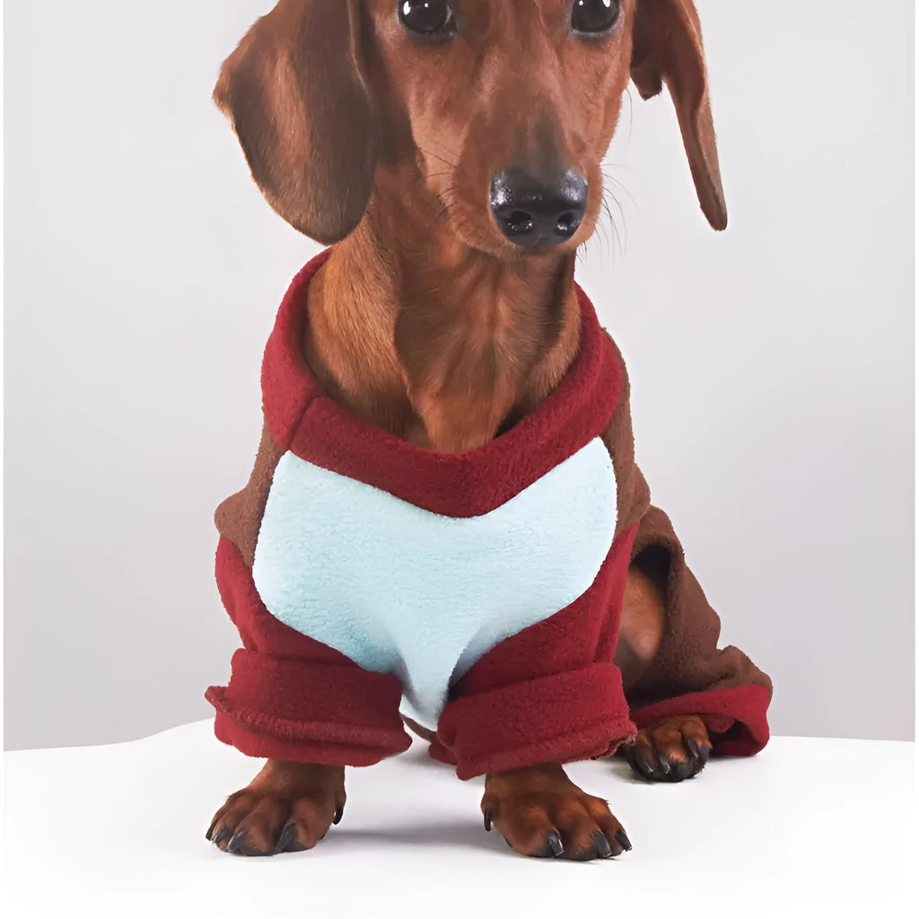 Grain velvet traction coat for dogs and cats, beige, with fleece lining, back length 20-40cm