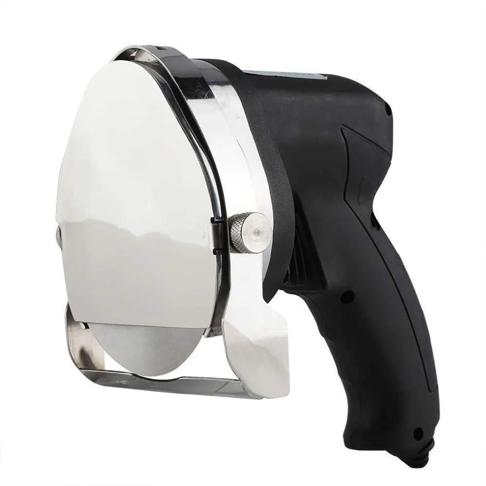 Black electric meat cleaver with power cord for processing turkey and barbecue meats.