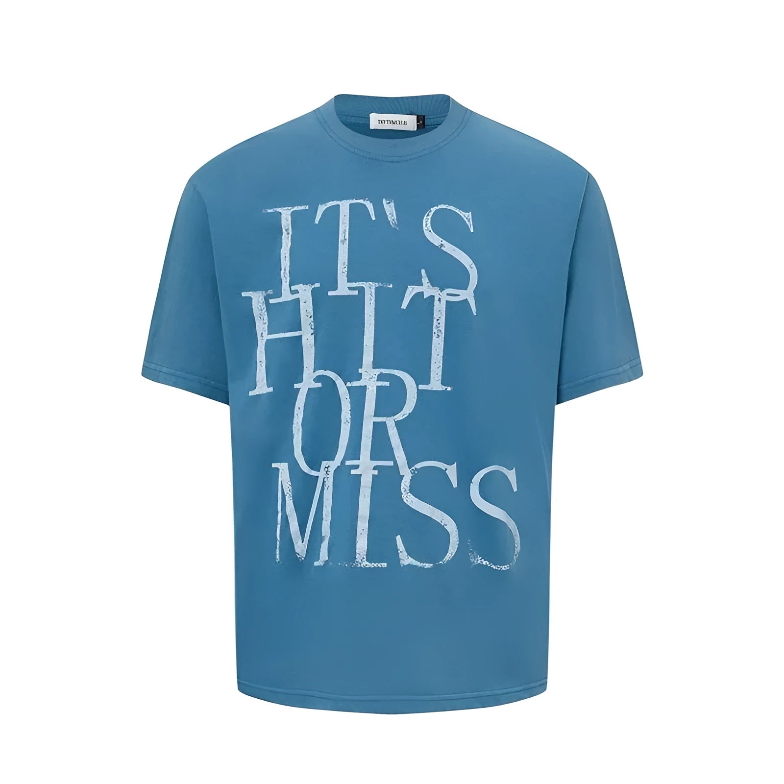 Men's American retro style letter printed T-shirt in cotton blend fabric, loose fit