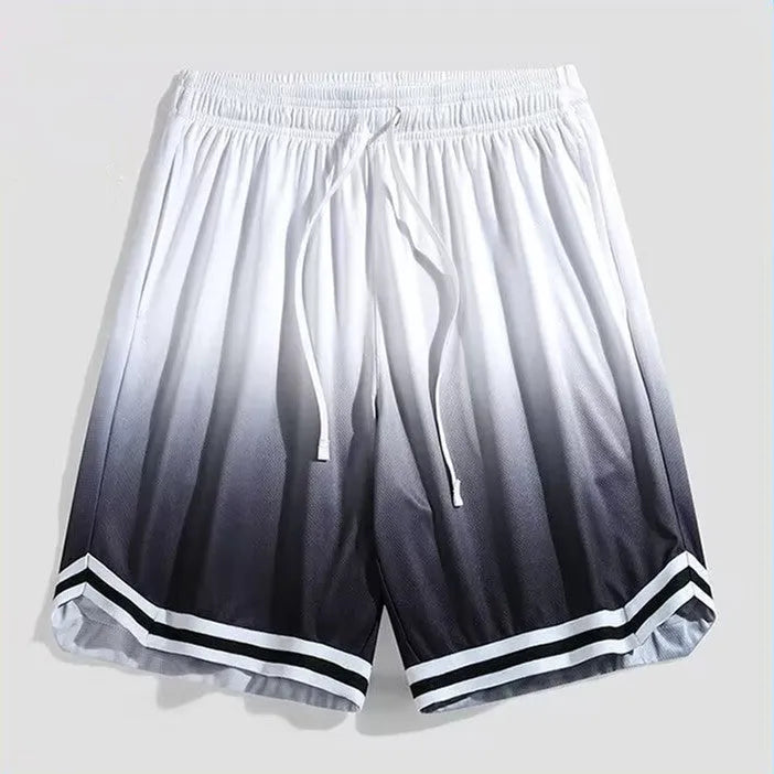 Men's gradient pattern cropped trousers in loose casual fit available in pink, grey, black and white colours