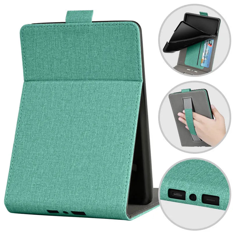 TPU protective case for Kindle with embossed bracket stand design in a selection of colours and patterns.