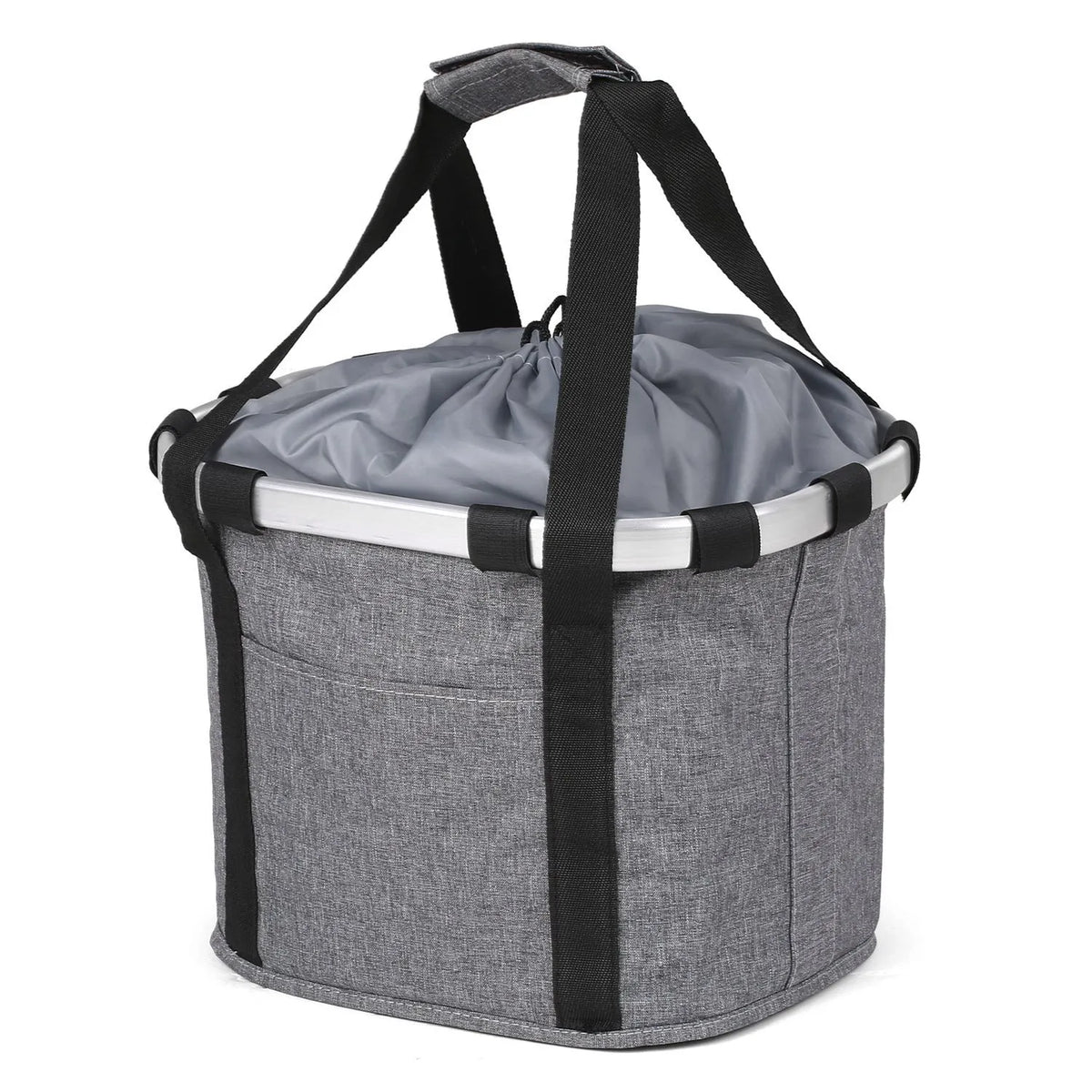 Fashion aluminum alloy folding car basket bag in black and white flowers, Oxford cloth material