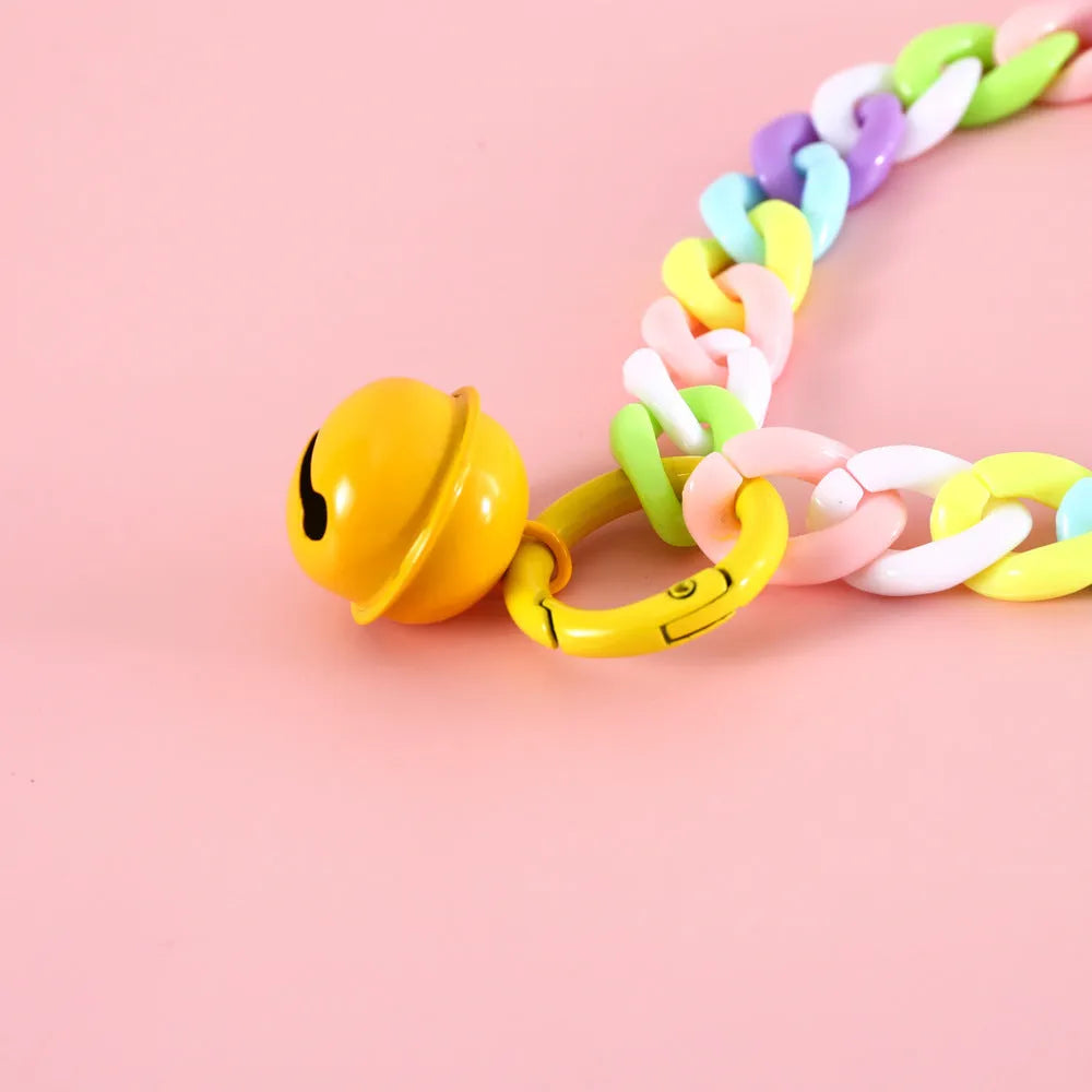Macaron candy colour plastic adjustable pet collar for cat dog rabbit chain style