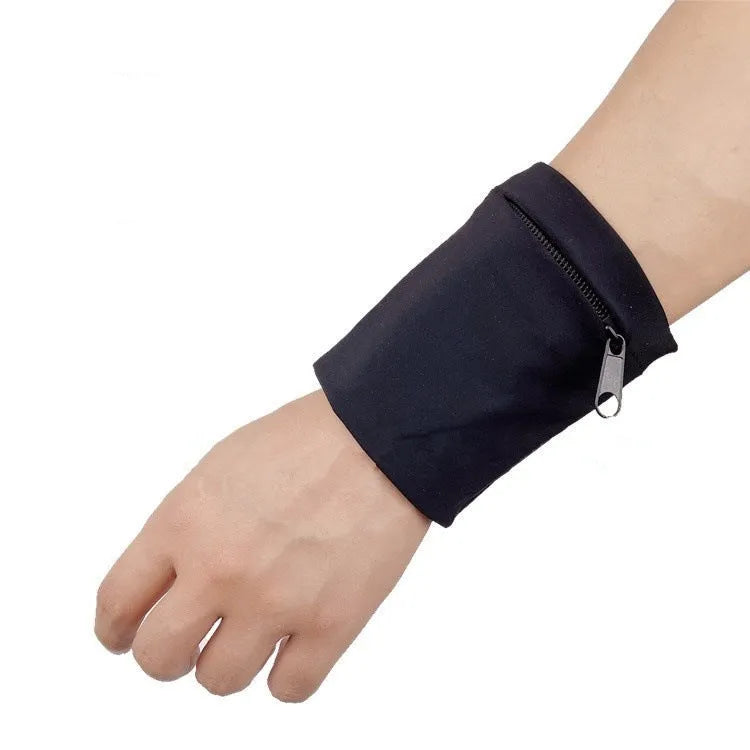 Compact black wrist armband bag for mobile phone, shown with dimensions 10cm by 10.5cm.