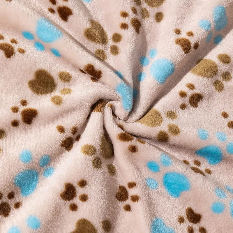 Blue Dog pattern double-sided flannel pet blanket folded to show size and cartoon design.