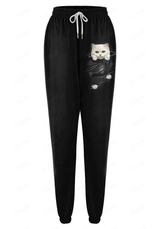 Loose fit couple pants with 3D digital print in air layer polyester fabric, available in multiple colours and sizes S-6XL