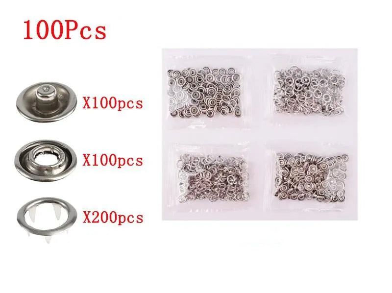 Stainless steel five-claw no-sew buttons measuring 9.5mm for children's clothing repair