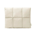 Soft black fluffy laptop sleeve for a 15.6 inch laptop, showing sewn retro style details.