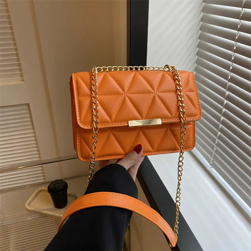 Women's PU leather messenger bag horizontal square shape with stitched detailing, 19x13x6cm, crossbody handbag