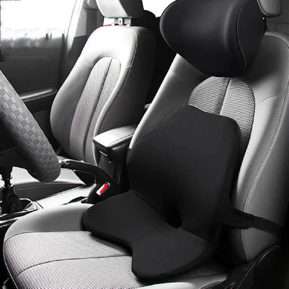 Memory cotton car waist pad and matching headrest for driver seat lumbar support in neutral colour options