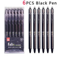 Blue and black erasable gel pen with 0.5mm stainless steel nib and plastic body for school use