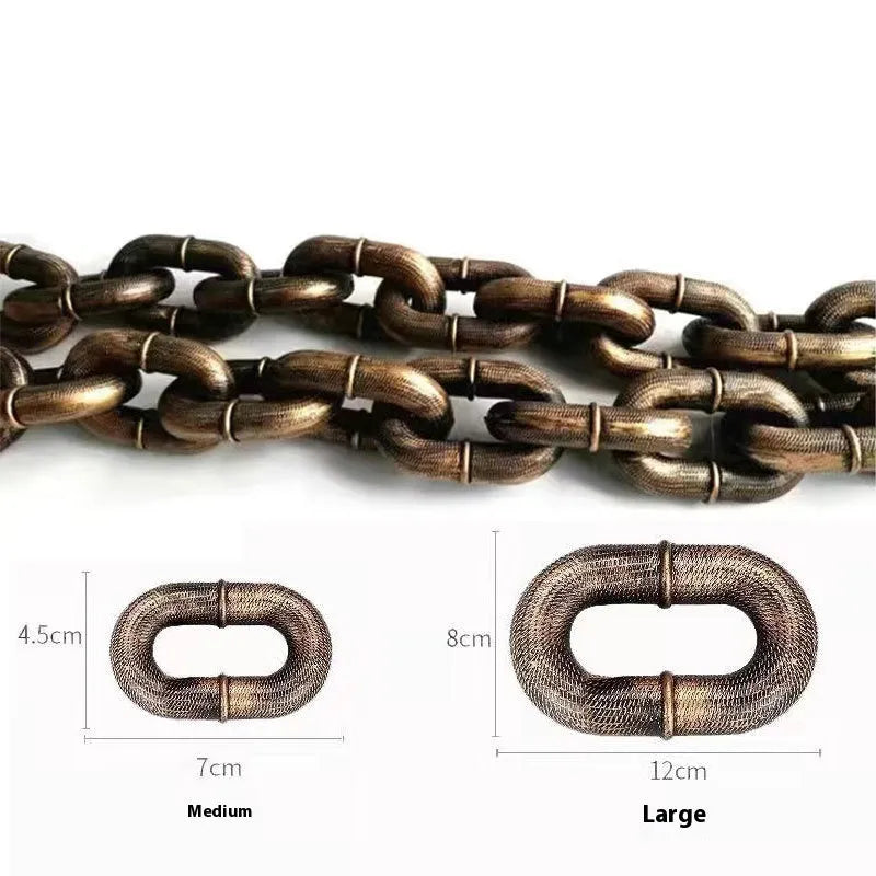 Simulated dog leash filming prop with rough rope design in antique bronze finish