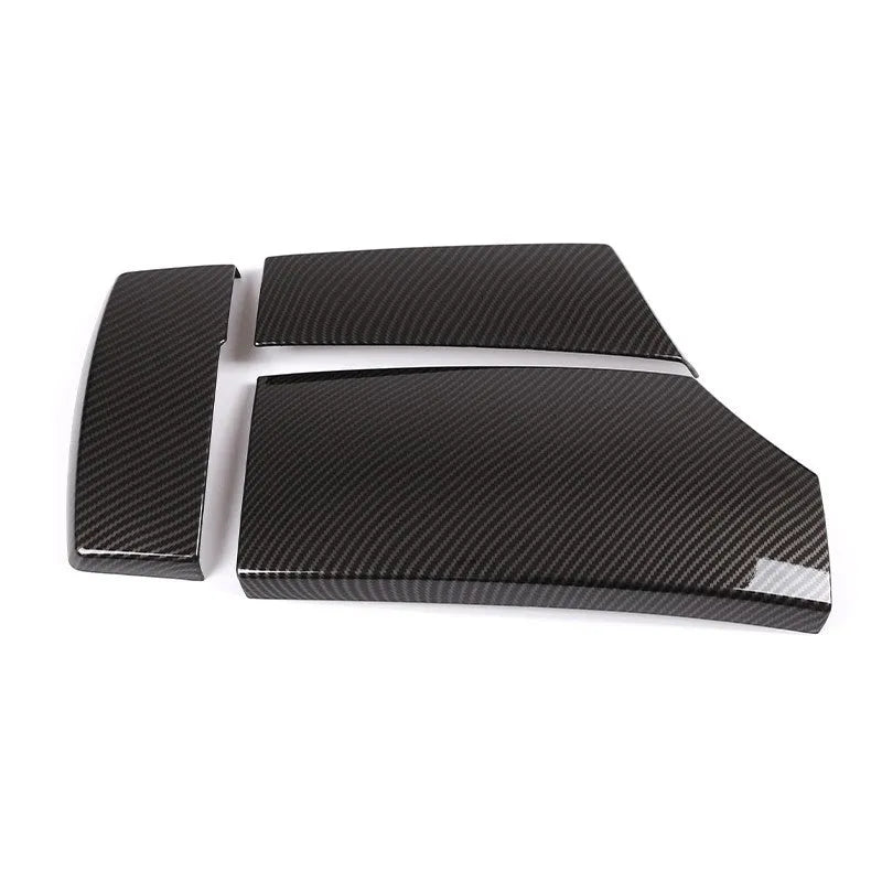Three ABS plastic armrest protective covers with carbon fibre pattern design for vehicle centre consoles