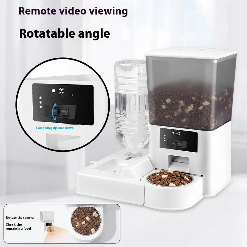 Intelligent pet feeder with stainless steel bowl in four smart models for cats and dogs
