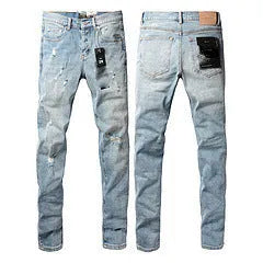 Men's black slim fit stretch skinny jeans with straight leg retro design