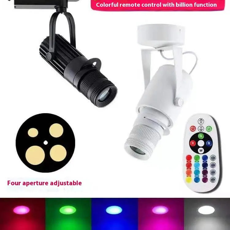 Black surface-mounted LED spotlight with aluminium housing for restaurant atmospheric lighting