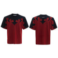 Men's loose fit grey cotton t-shirt with a 3D burnt flower rhinestone design on the front.