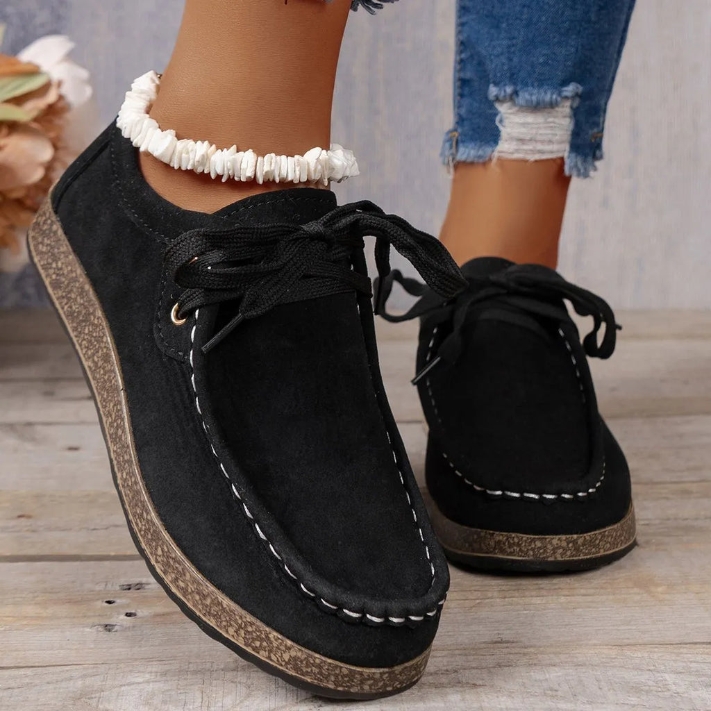Plus size women's flat shoes with elastic band, PU upper, rubber sole, round toe, available in multiple colours