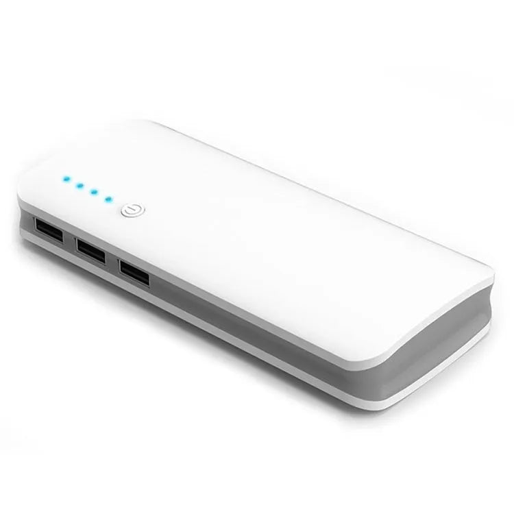 Gift large capacity universal mobile power bank with USB and LED flashlight in blue plastic casing