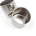 Stainless steel hanging bird feeder in natural metallic colour for outdoor garden use.