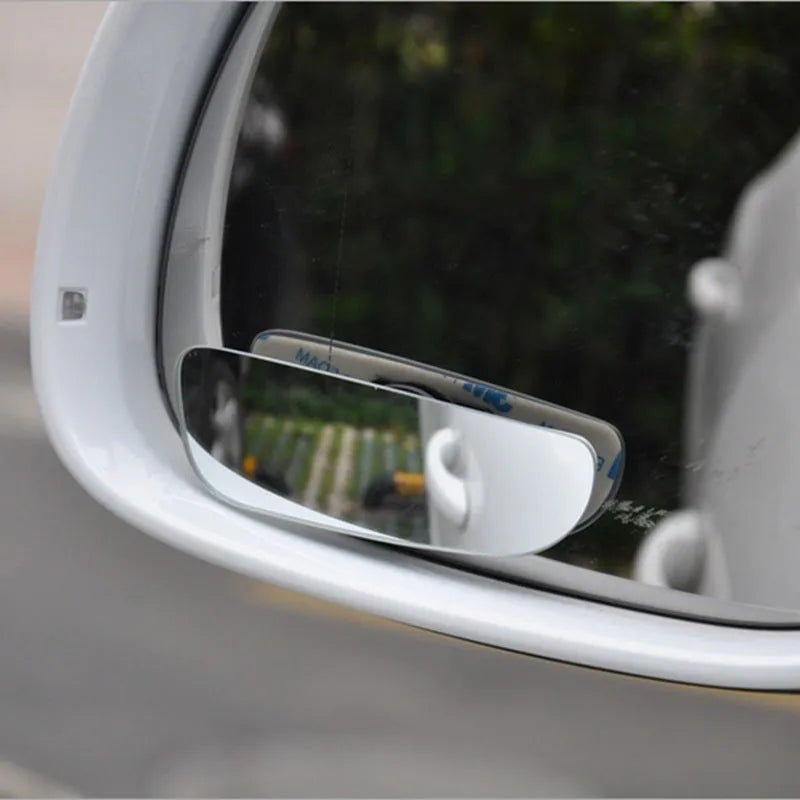 Glass convex rearview mirror accessory with adjustable bracket for vehicle blind spot visibility