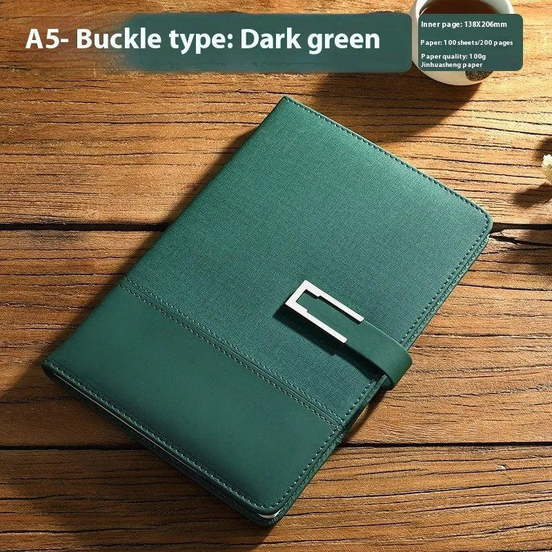 A5 soft leather notebook in business brown colour with wood-free paper pages